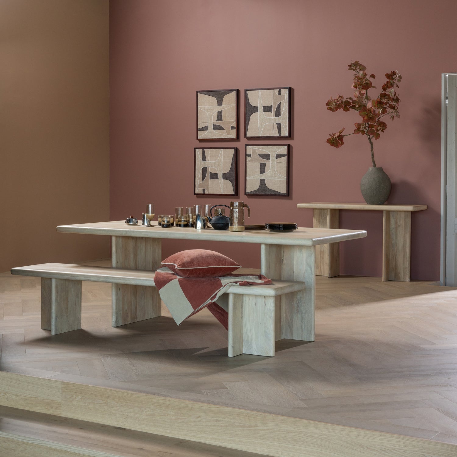 Ato Eetbankje 220 X45 Cm Mangohout Naturel