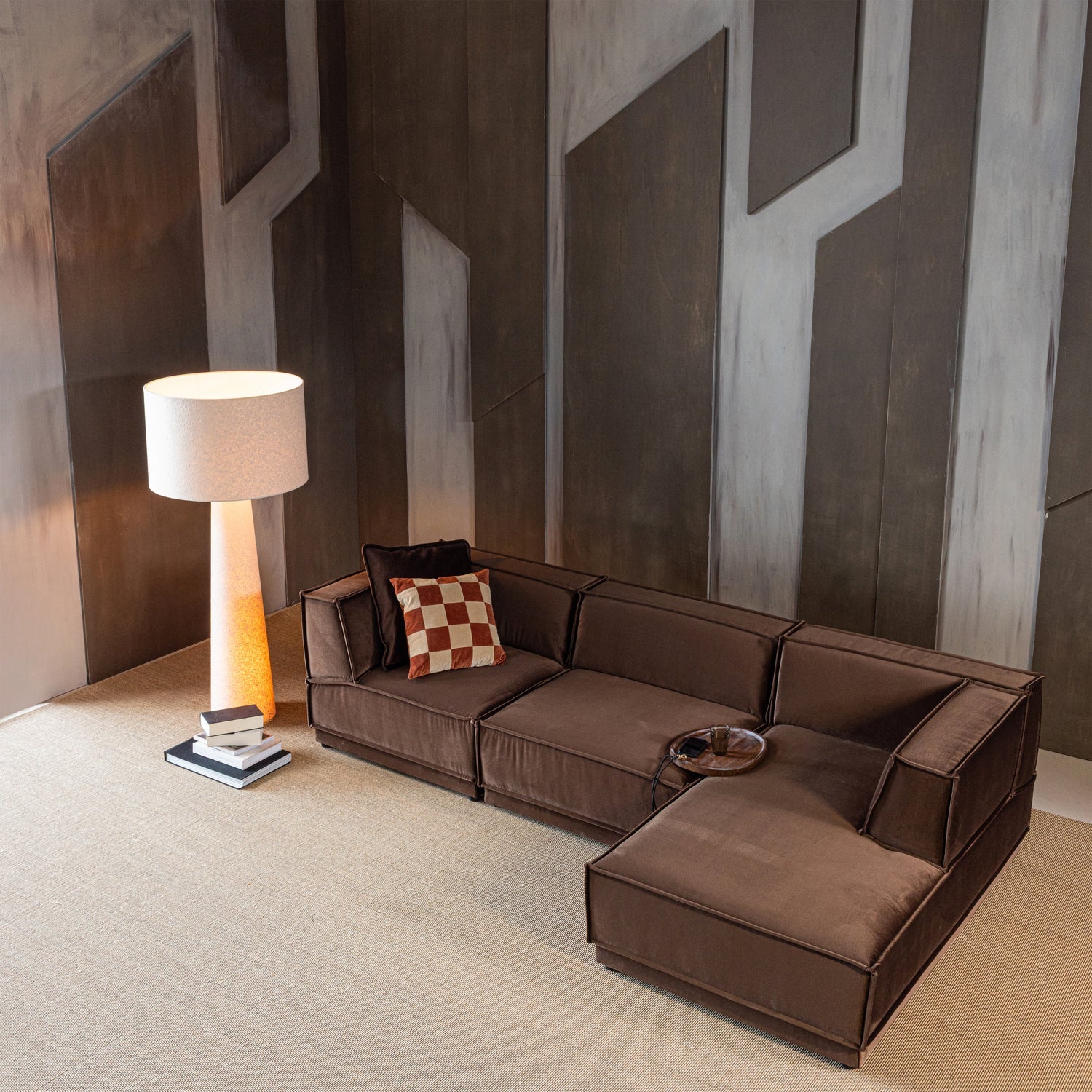 Manu Chaise Longue Bank Rechts Velvet Bruin [Fsc]