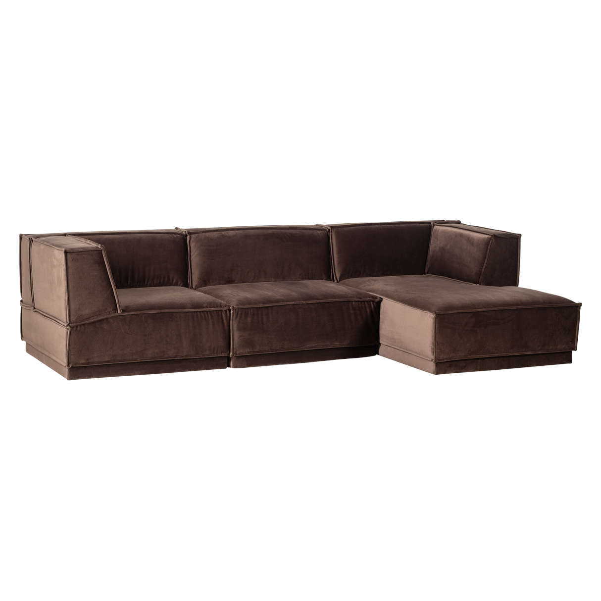 Manu Chaise Longue Bank Rechts Velvet Bruin [Fsc]