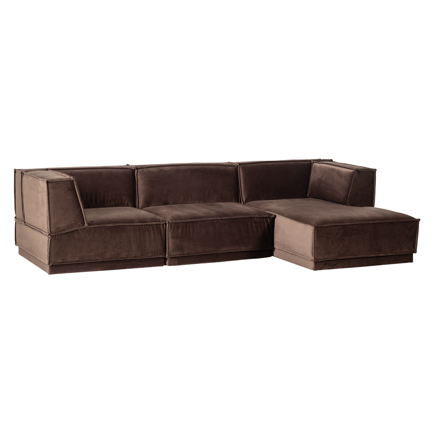 Manu Chaise Longue Bank Rechts Velvet Bruin [Fsc]