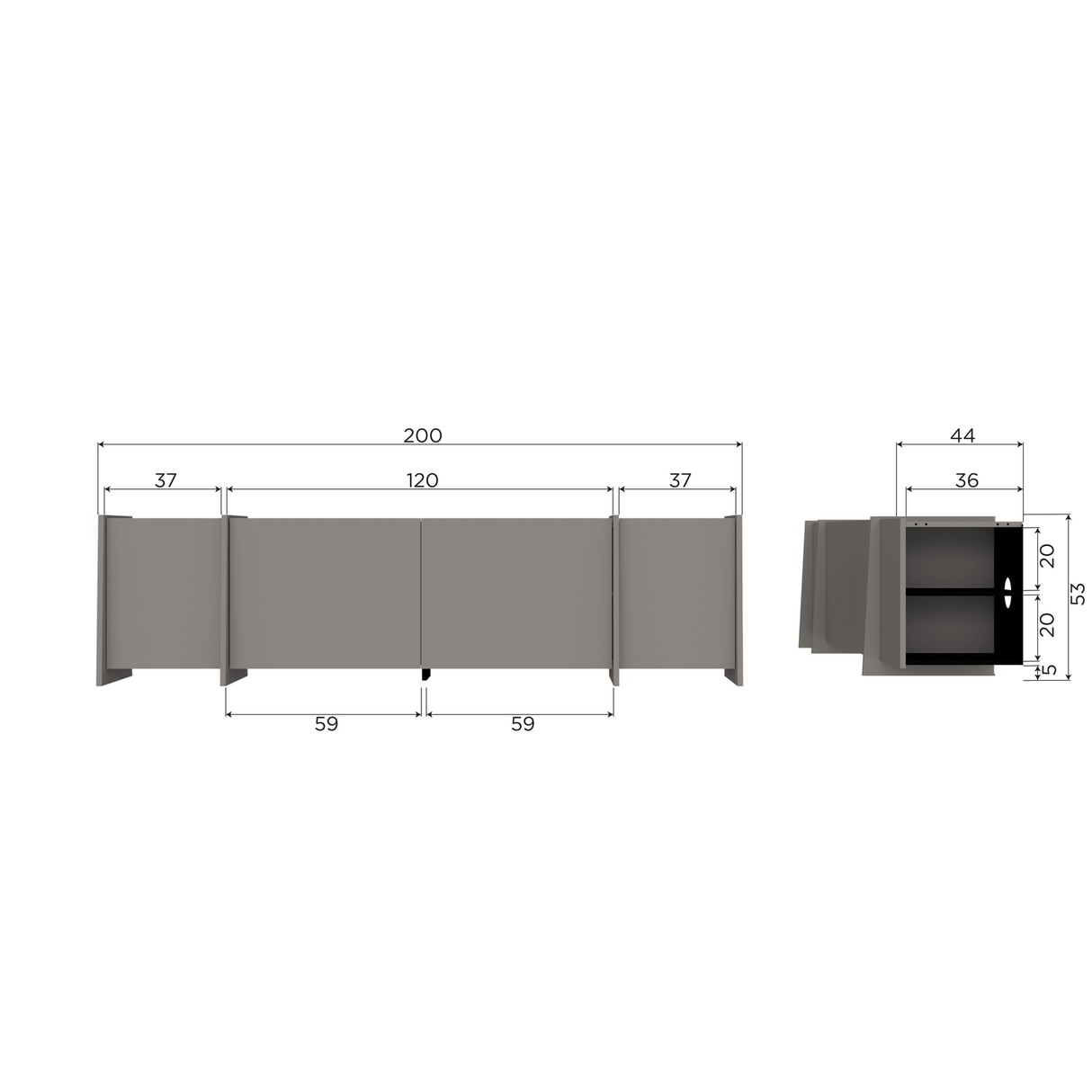 Brock Tv Meubel 200 Cm Essen Fineer Warmgrijs [Fsc]