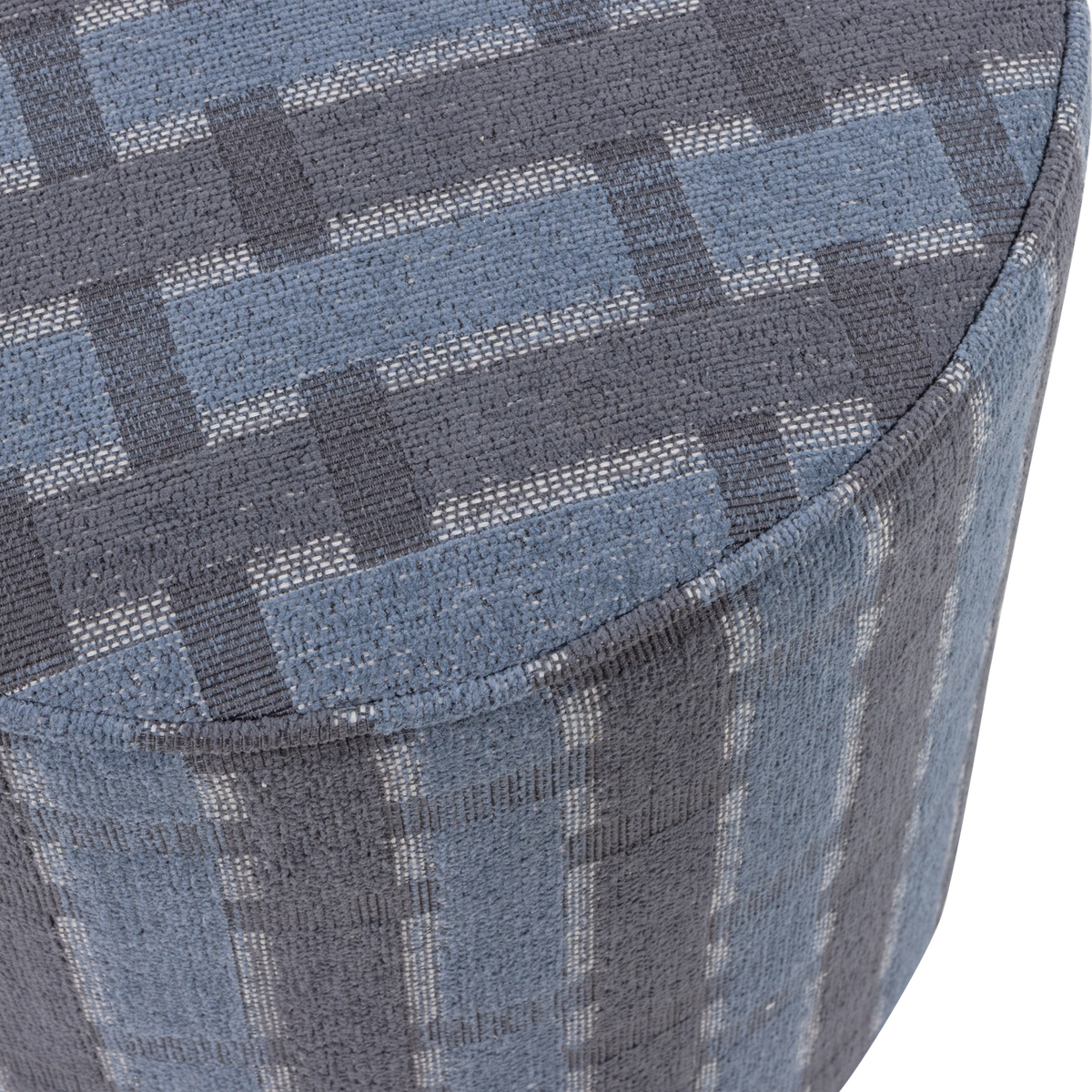 Sarli Poef Hoog Ruit Dessin Chenille Grijs/Blauw [Fsc]