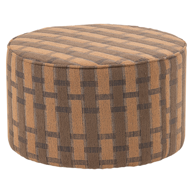 Sarli Poef Laag Ruit Dessin Chenille Bruin/Roze [Fsc]