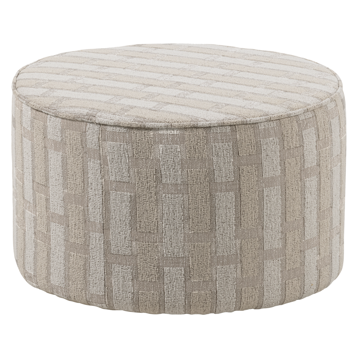 Sarli Poef Laag Ruit Dessin Chenille Naturel/Beige [Fsc]