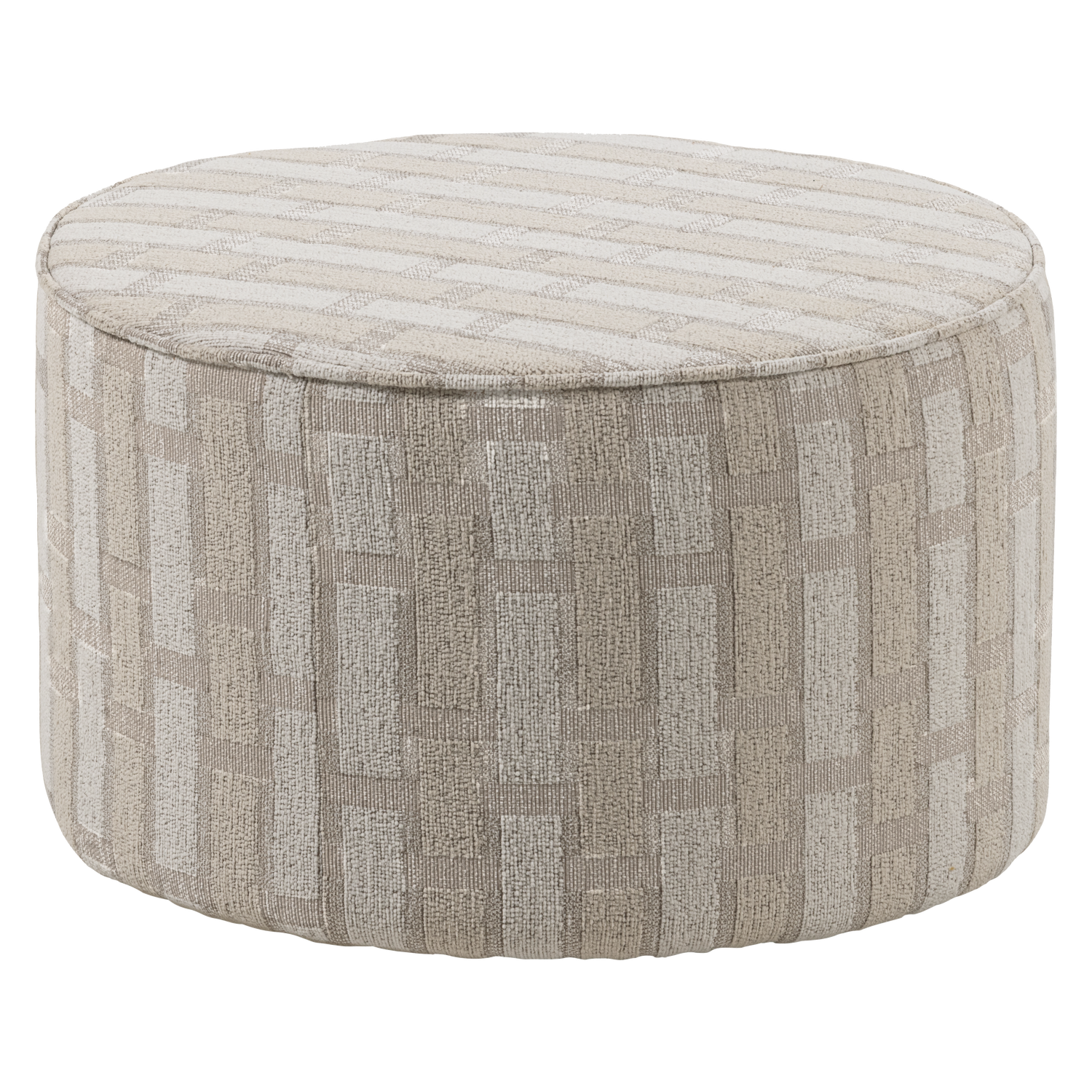 Sarli Poef Laag Ruit Dessin Chenille Naturel/Beige [Fsc]