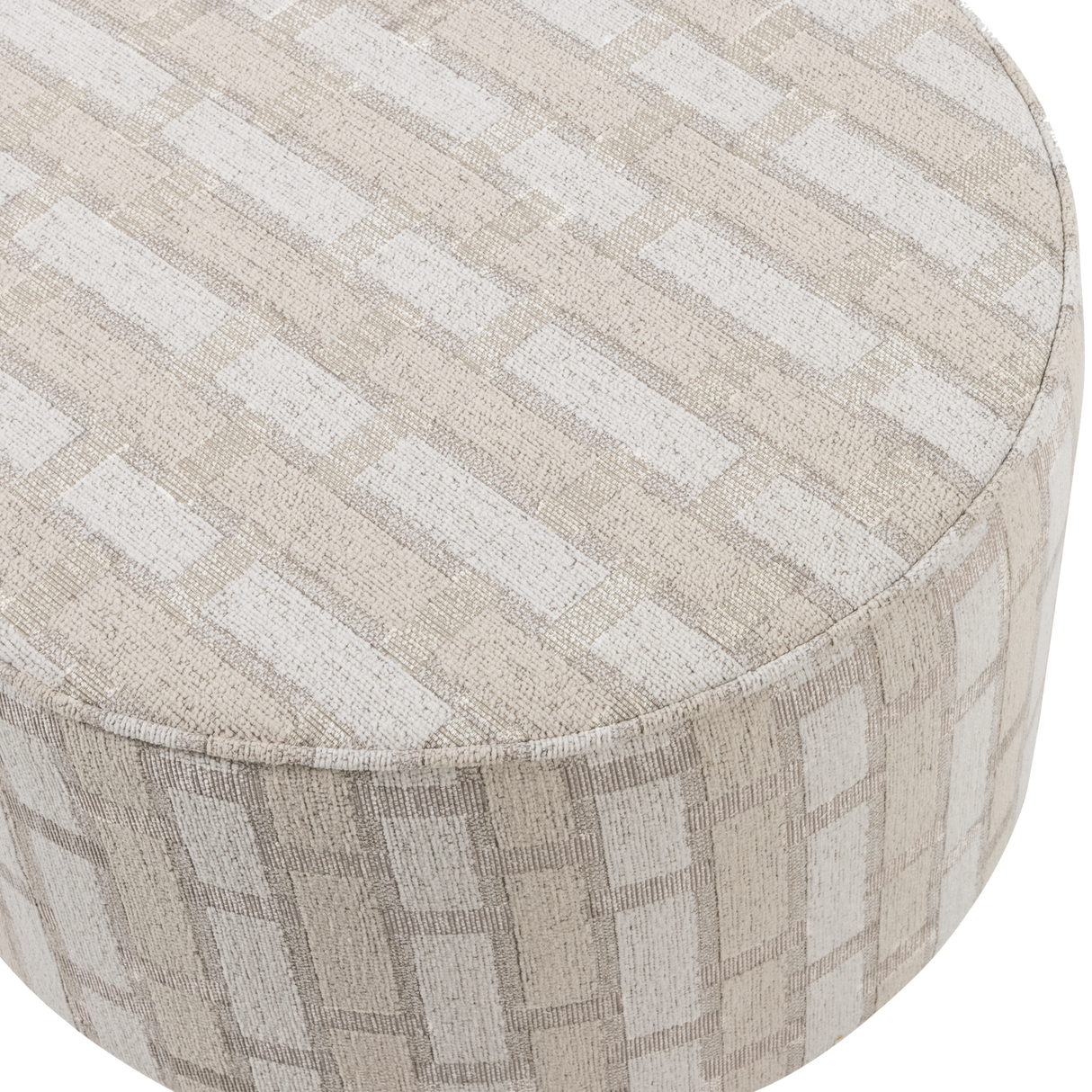 Sarli Poef Laag Ruit Dessin Chenille Naturel/Beige [Fsc]