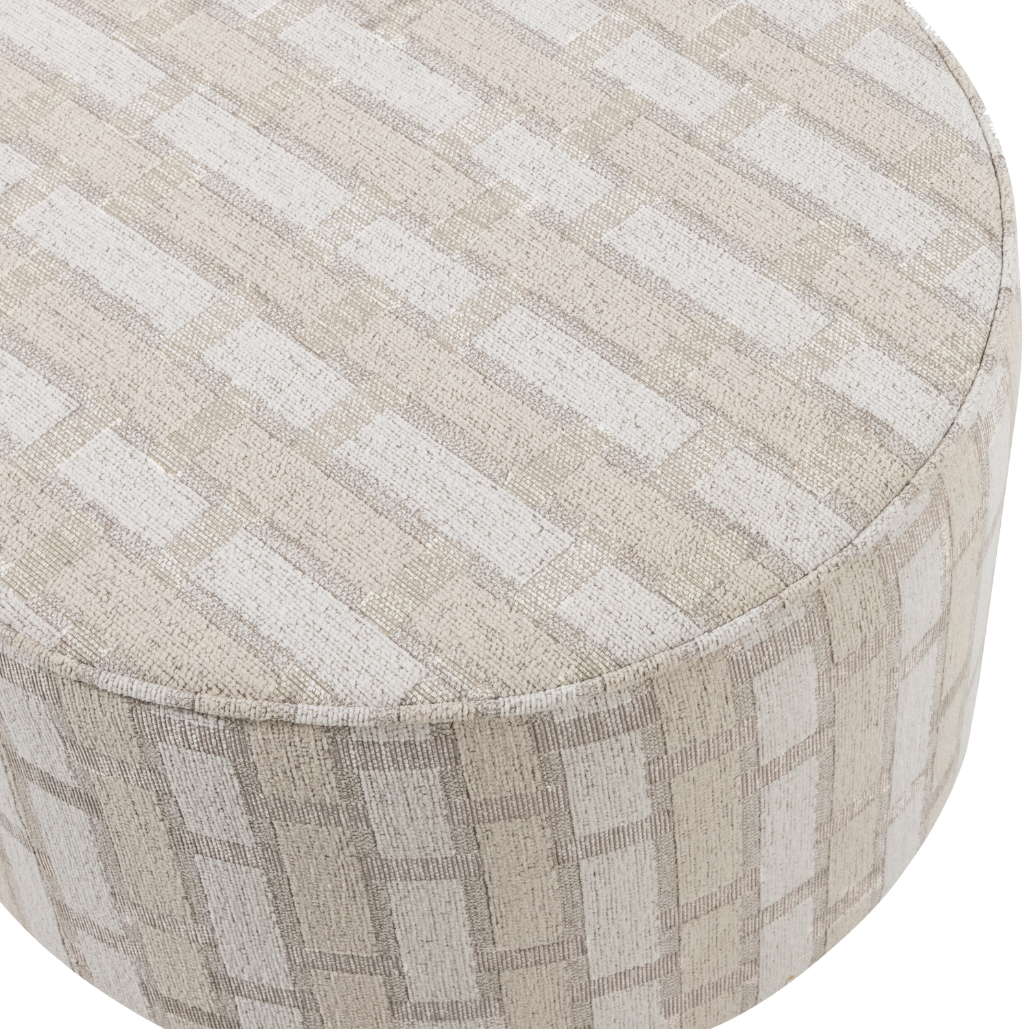 Sarli Poef Laag Ruit Dessin Chenille Naturel/Beige [Fsc]