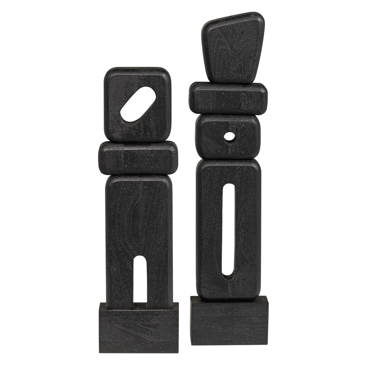 Elon Sculptuur Ornamenten Hout Zwart Set Van 2