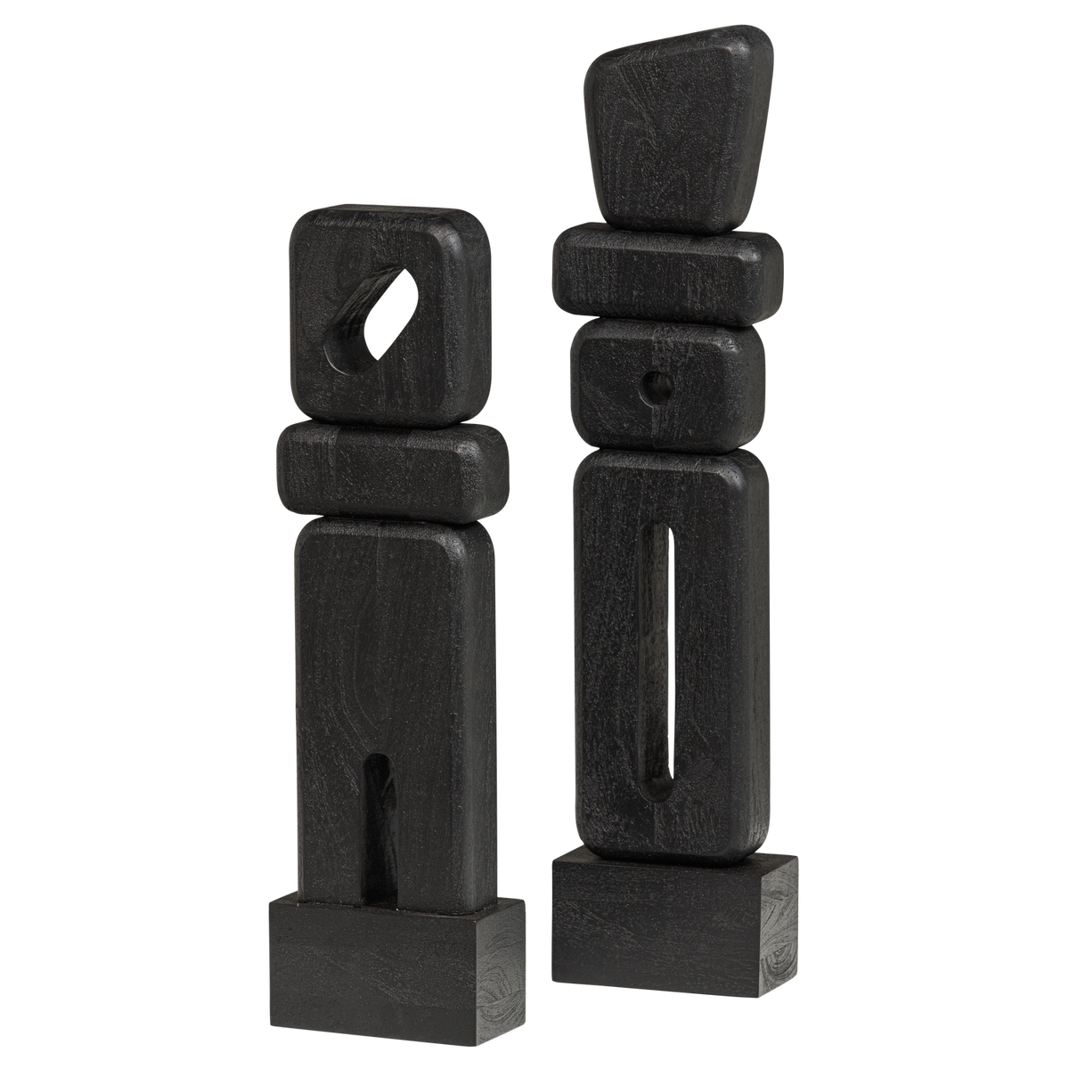 Elon Sculptuur Ornamenten Hout Zwart Set Van 2
