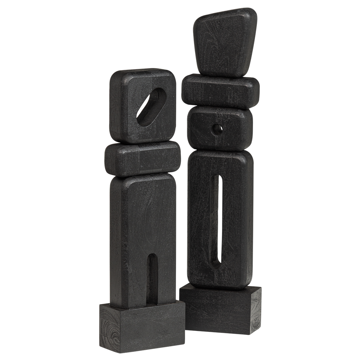 Elon Sculptuur Ornamenten Hout Zwart Set Van 2