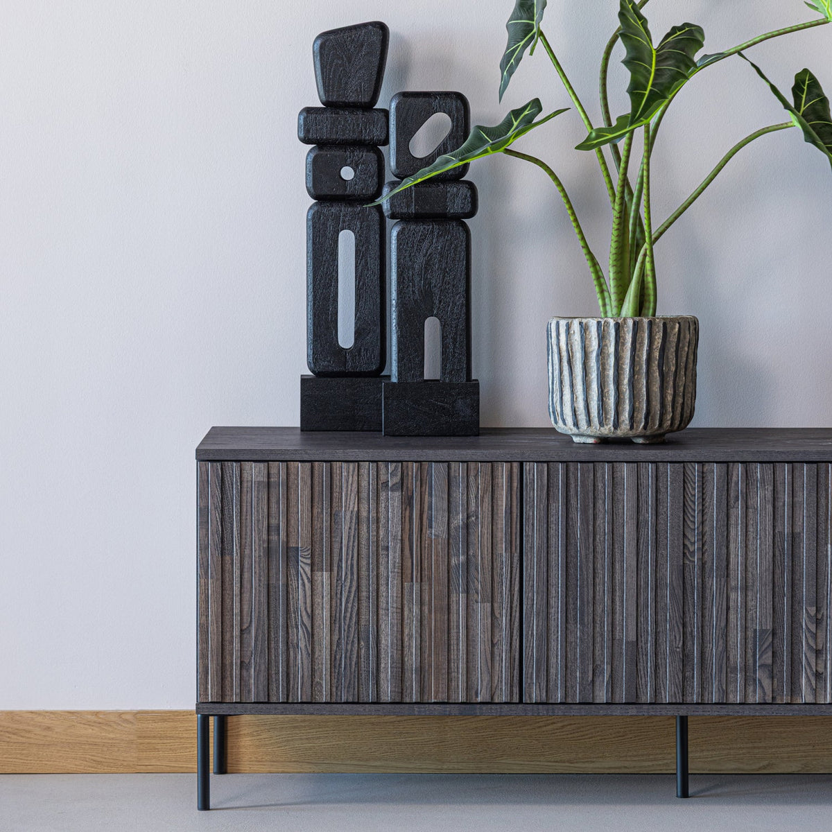 Elon Sculptuur Ornamenten Hout Zwart Set Van 2