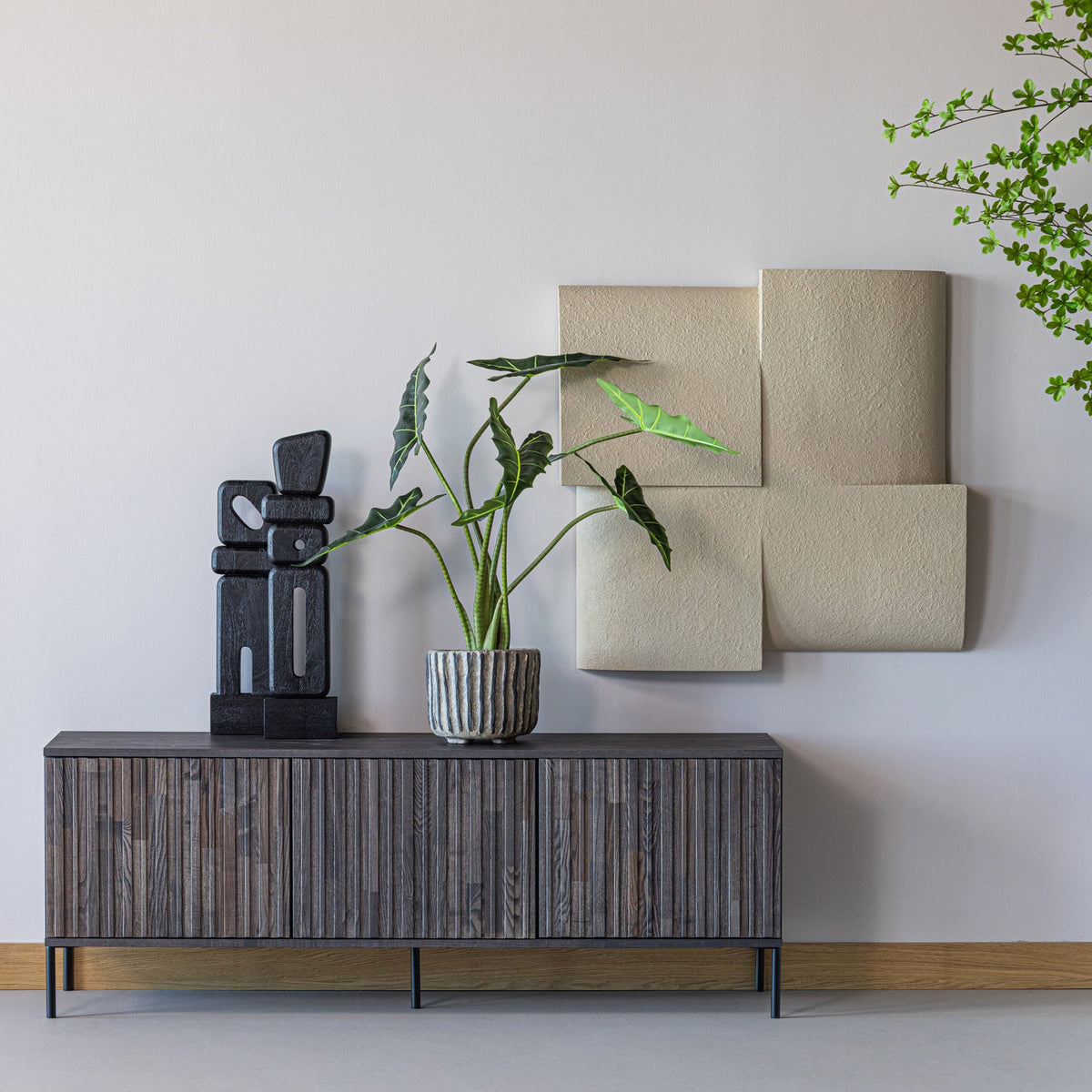 Elon Sculptuur Ornamenten Hout Zwart Set Van 2