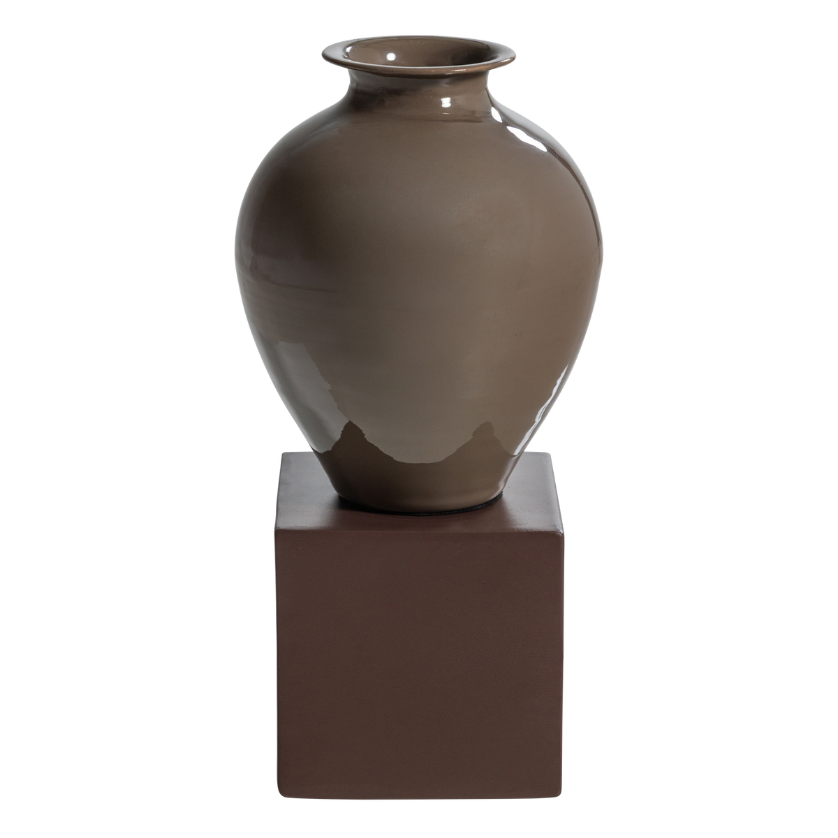 Numo Wanddeco Set Vaas/Kubus 39 X19 Cm Metaal Bruin