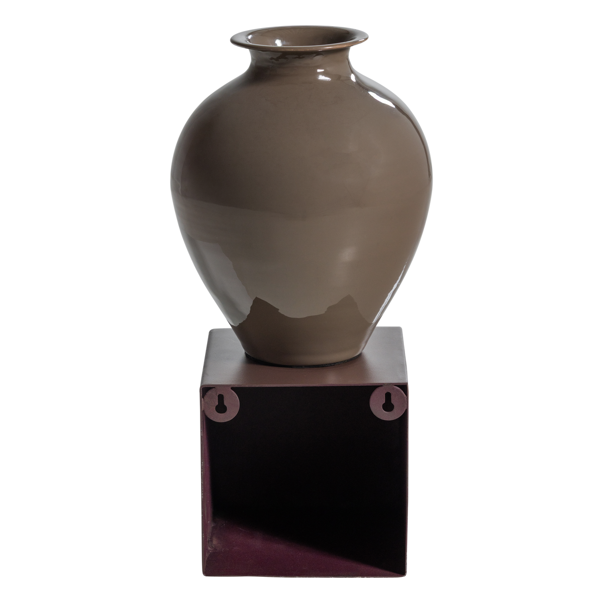 Numo Wanddeco Set Vaas/Kubus 39 X19 Cm Metaal Bruin
