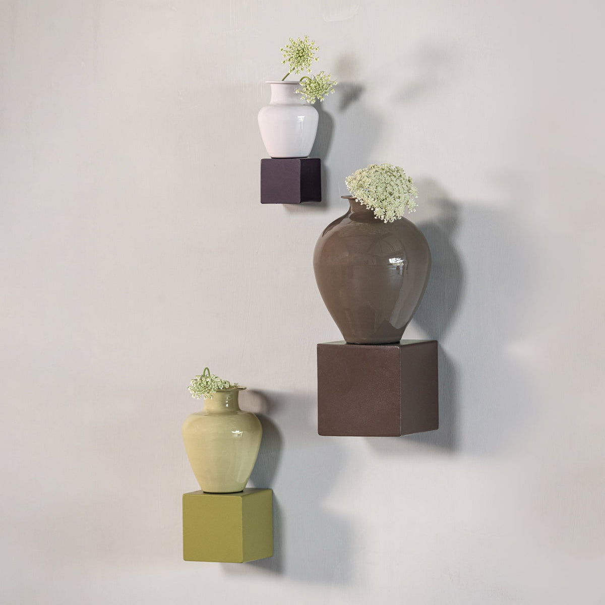 Numo Wanddeco Set Vaas/Kubus 21 X10 Cm Metaal Paars