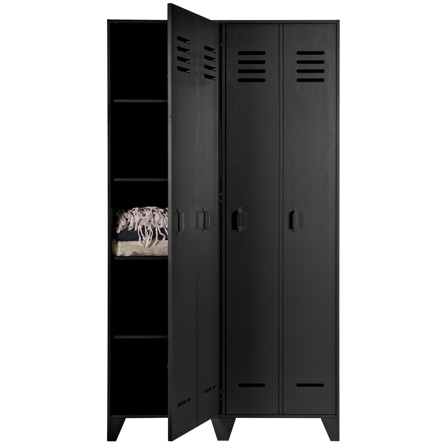 Stijn Hoog 2 Drs Lockerkast Zwart [Fsc] van WOOOD – Luxe comfort op maat van PureWonen. Vraag naar de beste prijs.