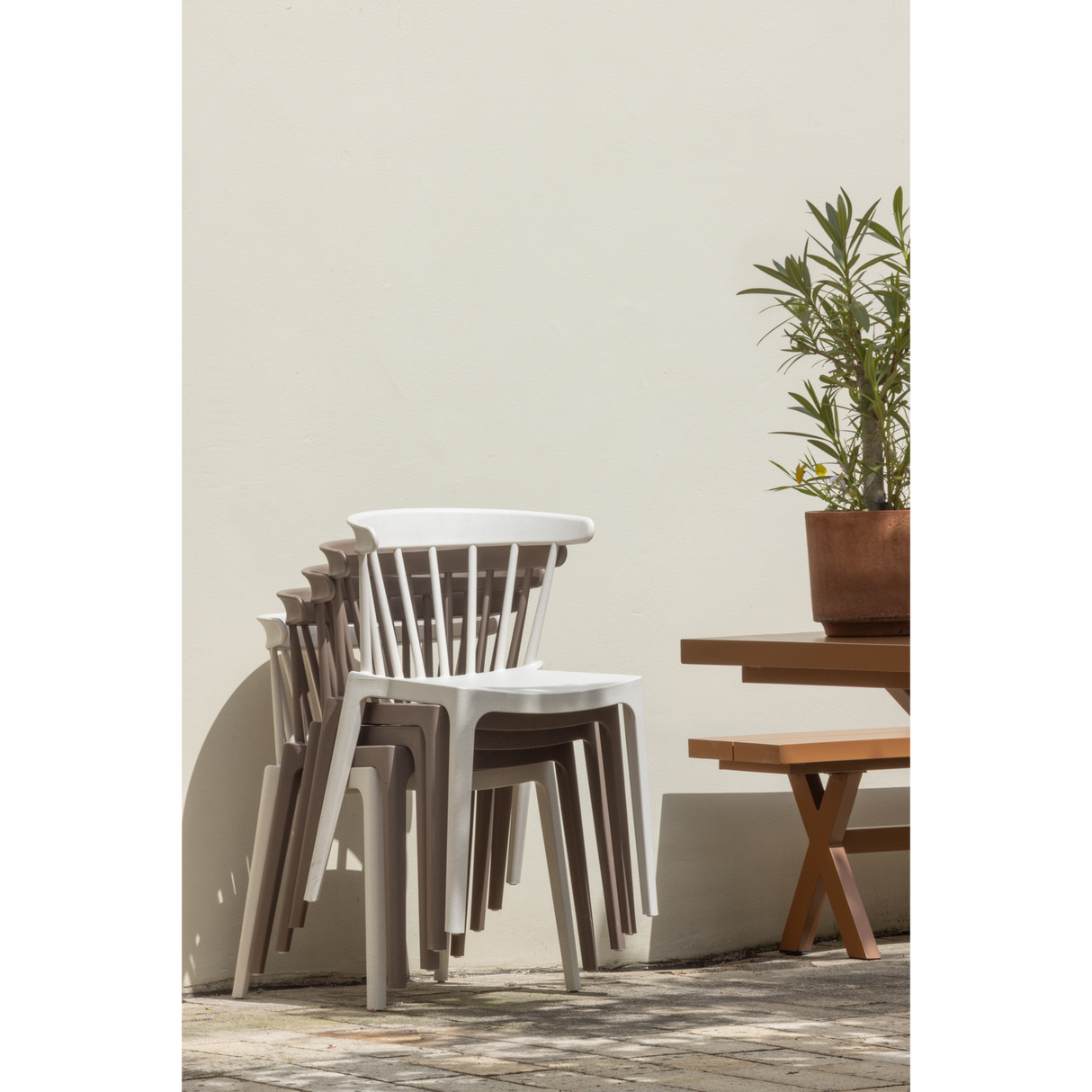 Bliss Tuinstoel Met Spijlen Off White Melange