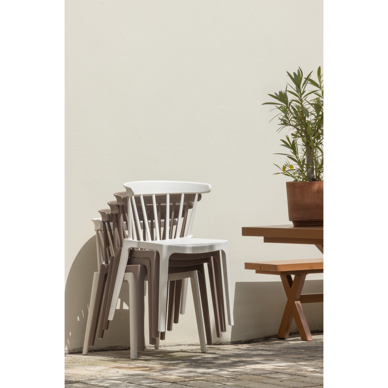 Bliss Tuinstoel Met Spijlen Off White Melange