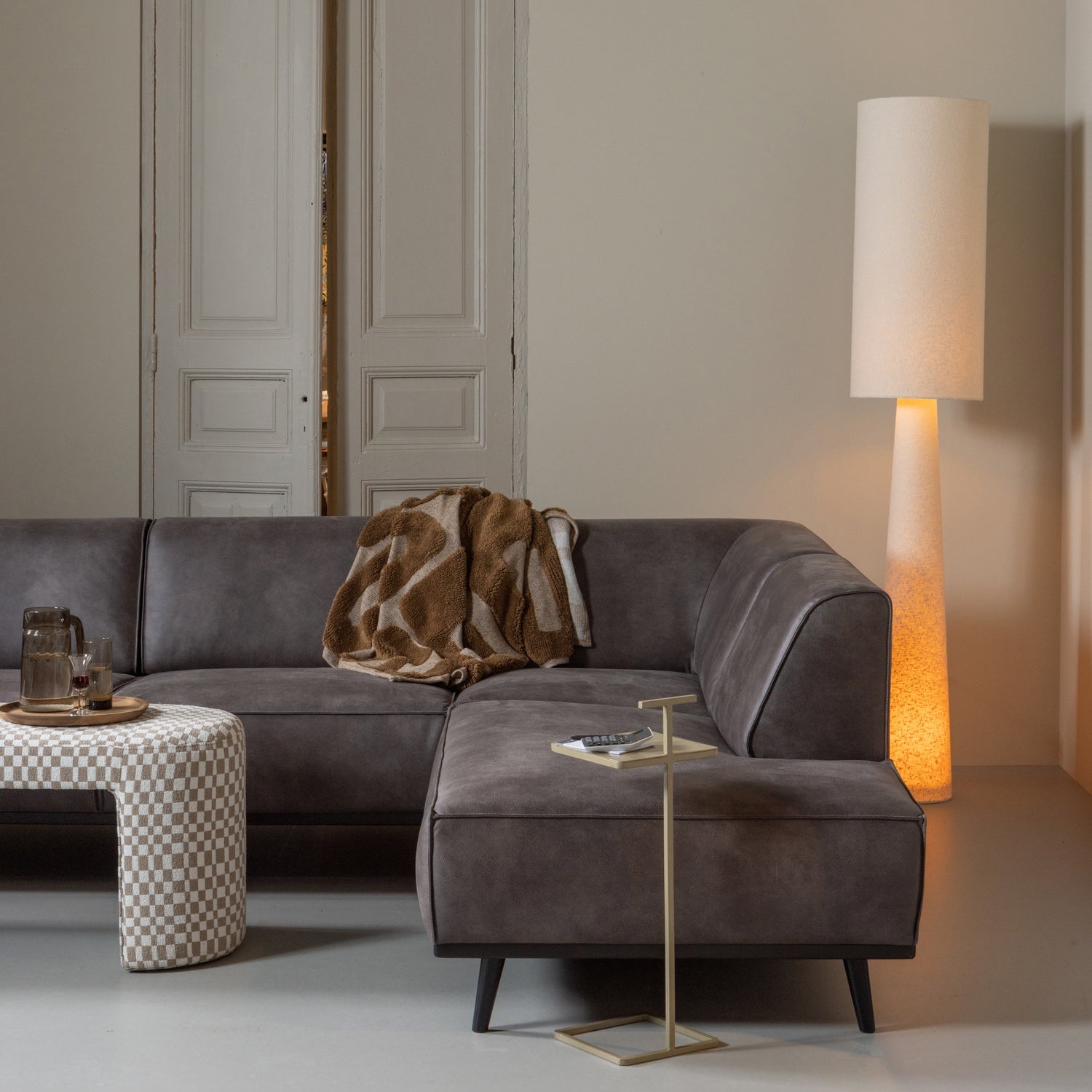 Loft Vloerlamp Xl Metaal/Boucle Naturel 187 Xo35 Cm