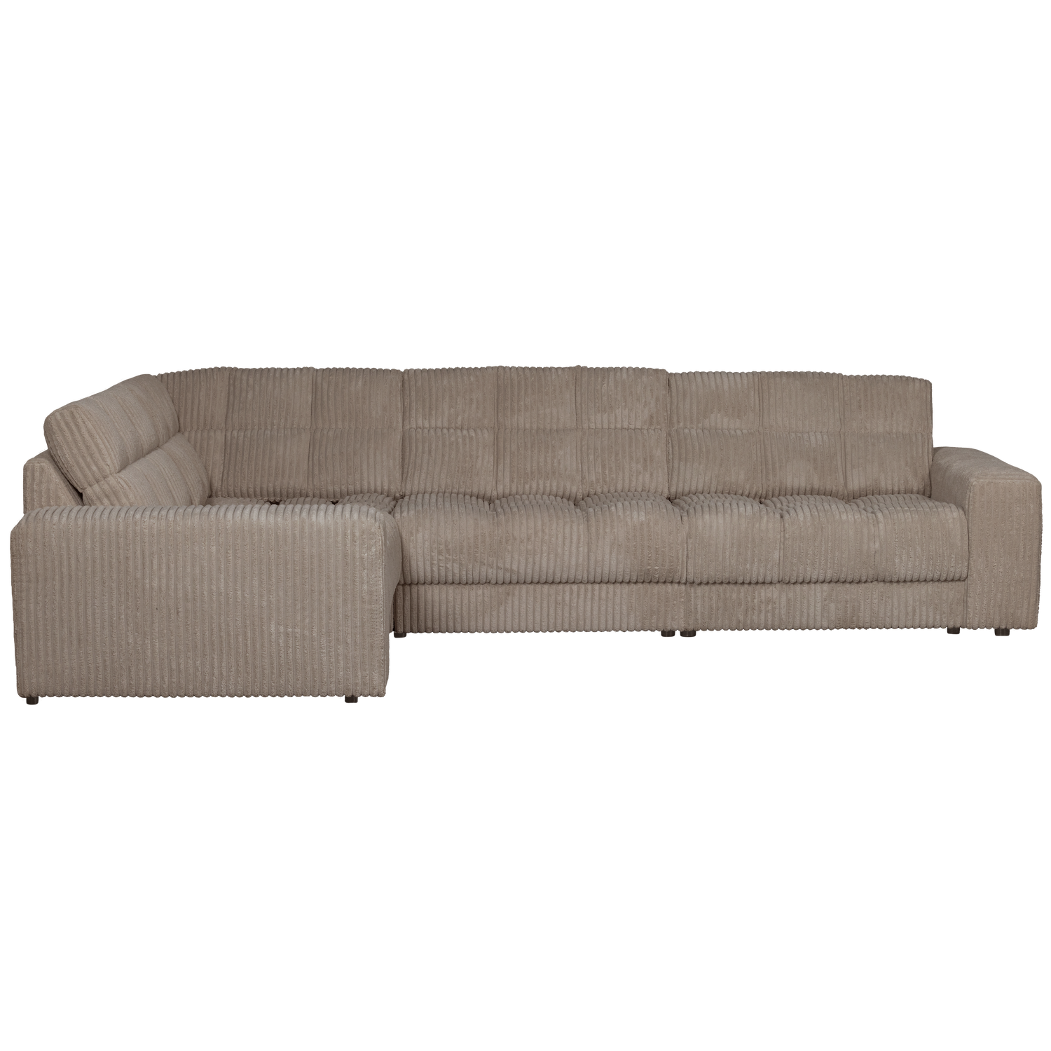 Second Date Hoekbank Links Grove Ribstof Mud van WOOOD – Luxe comfort op maat van PureWonen. Vraag naar de beste prijs.