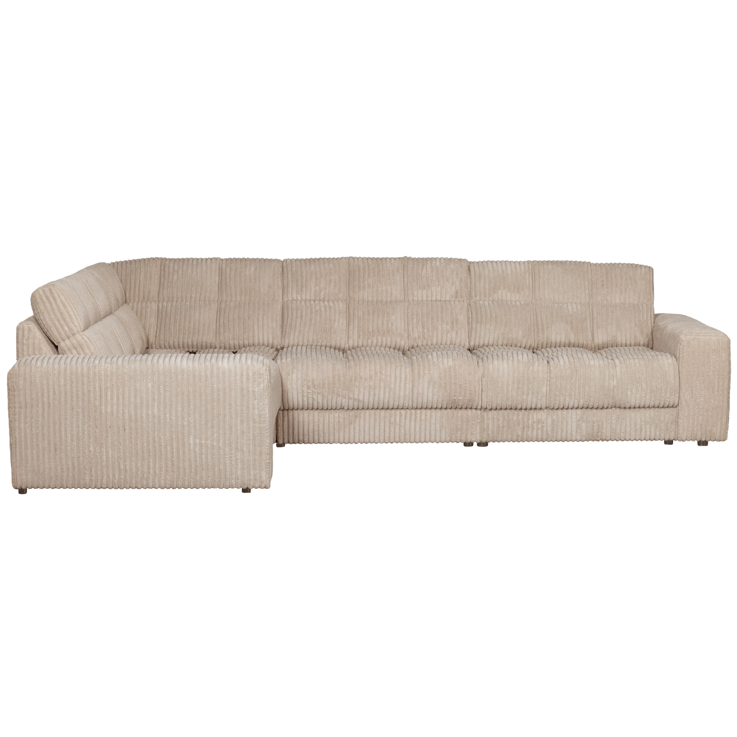 Second Date Hoekbank Links Grove Ribstof Travertin van WOOOD – Luxe comfort op maat van PureWonen. Vraag naar de beste prijs.