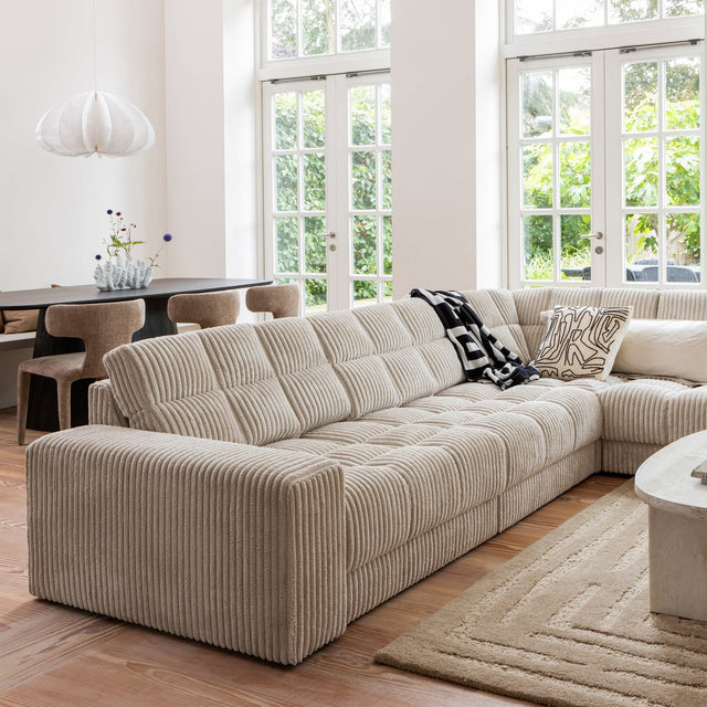 Second Date Hoekbank Rechts Grove Ribstof Naturel van WOOOD – Luxe comfort op maat van PureWonen. Vraag naar de beste prijs.