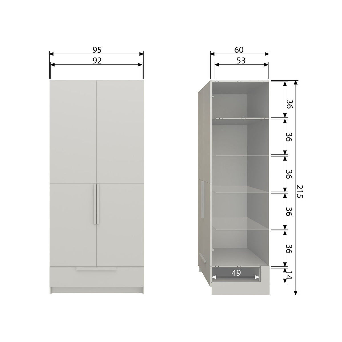 Pure 2 Deurs Hangkast Splitdeur Grenen Dust [Fsc]