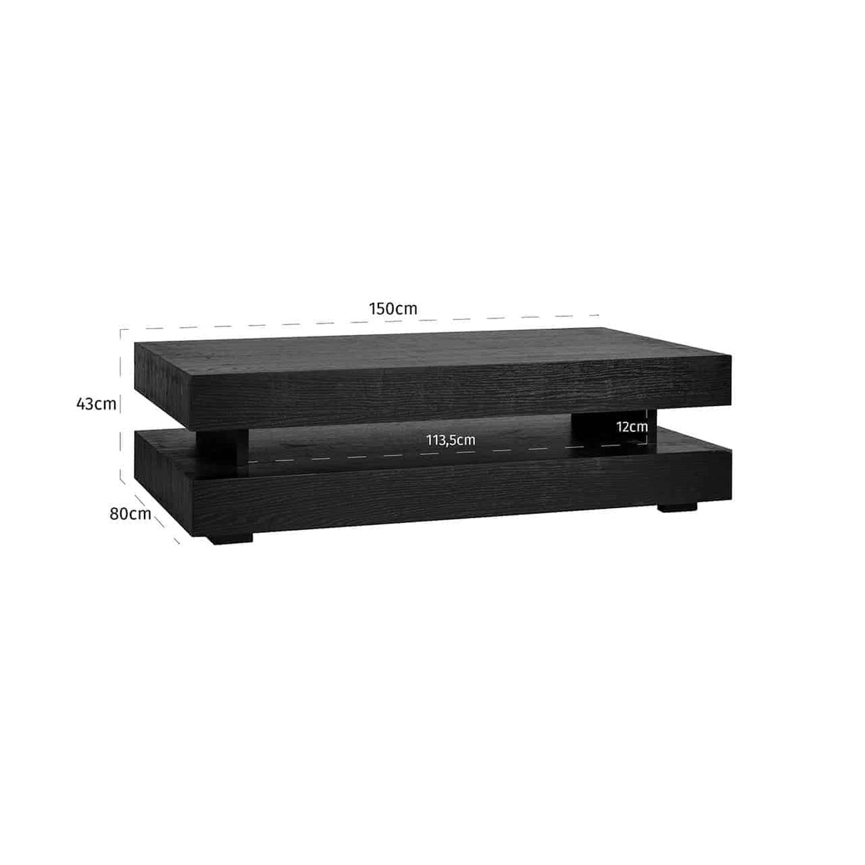 Salontafel Oakura blok H (Black) van Richmond Interiors – Luxe comfort op maat van PureWonen. Vraag naar de beste prijs.