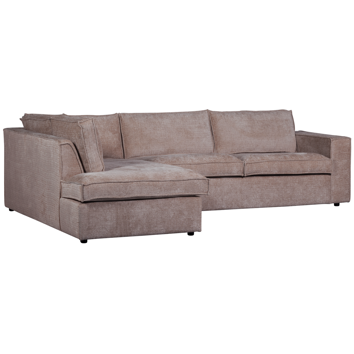 Hajo Hoekbank Links Chenille Taupe van WOOOD – Luxe comfort op maat van PureWonen. Vraag naar de beste prijs.