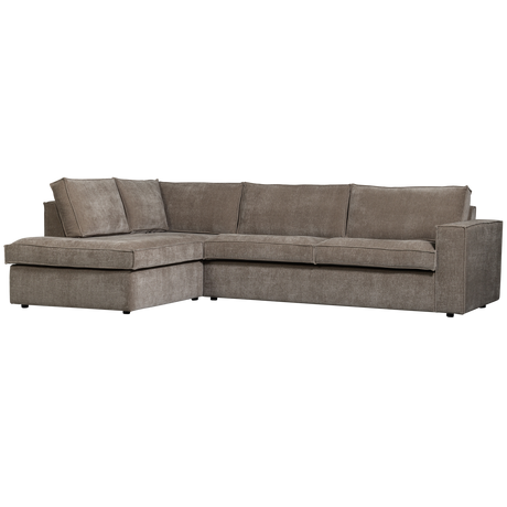 Hajo Hoekbank Links Ribstof Taupe van WOOOD – Luxe comfort op maat van PureWonen. Vraag naar de beste prijs.