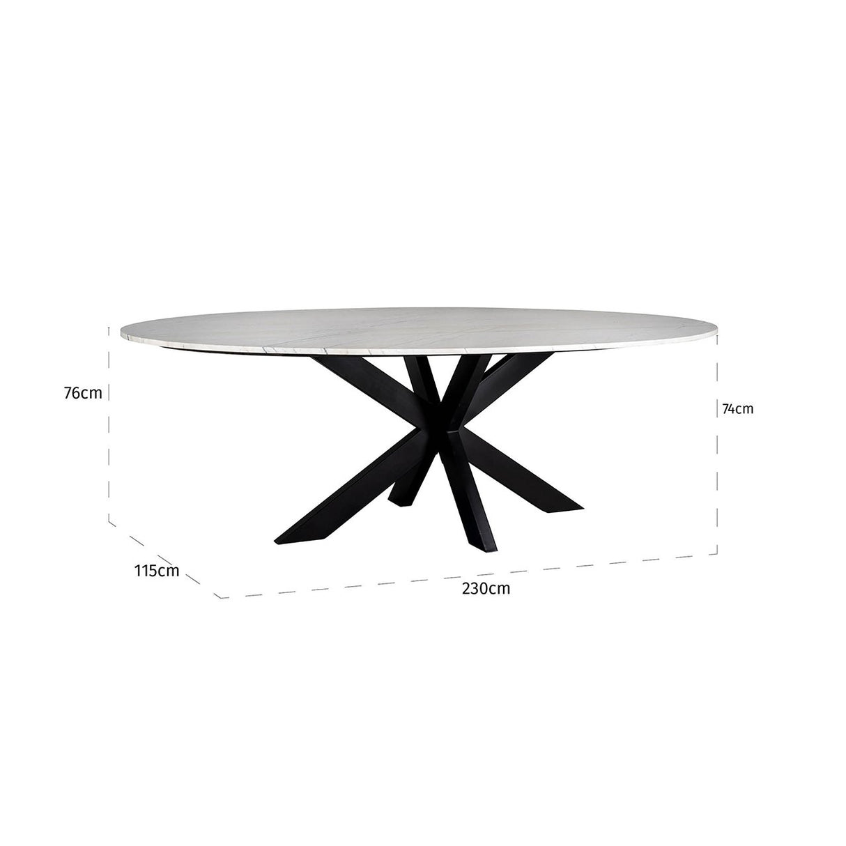 Eettafel Lexington ovaal 230  (White) van Richmond Interiors – Luxe comfort op maat van PureWonen. Vraag naar de beste prijs.