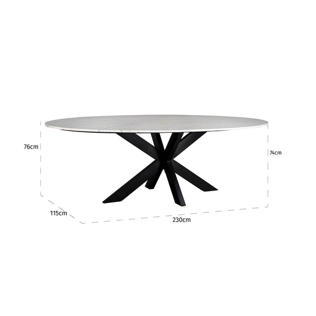 Eettafel Lexington ovaal 230  (White) van Richmond Interiors – Luxe comfort op maat van PureWonen. Vraag naar de beste prijs.