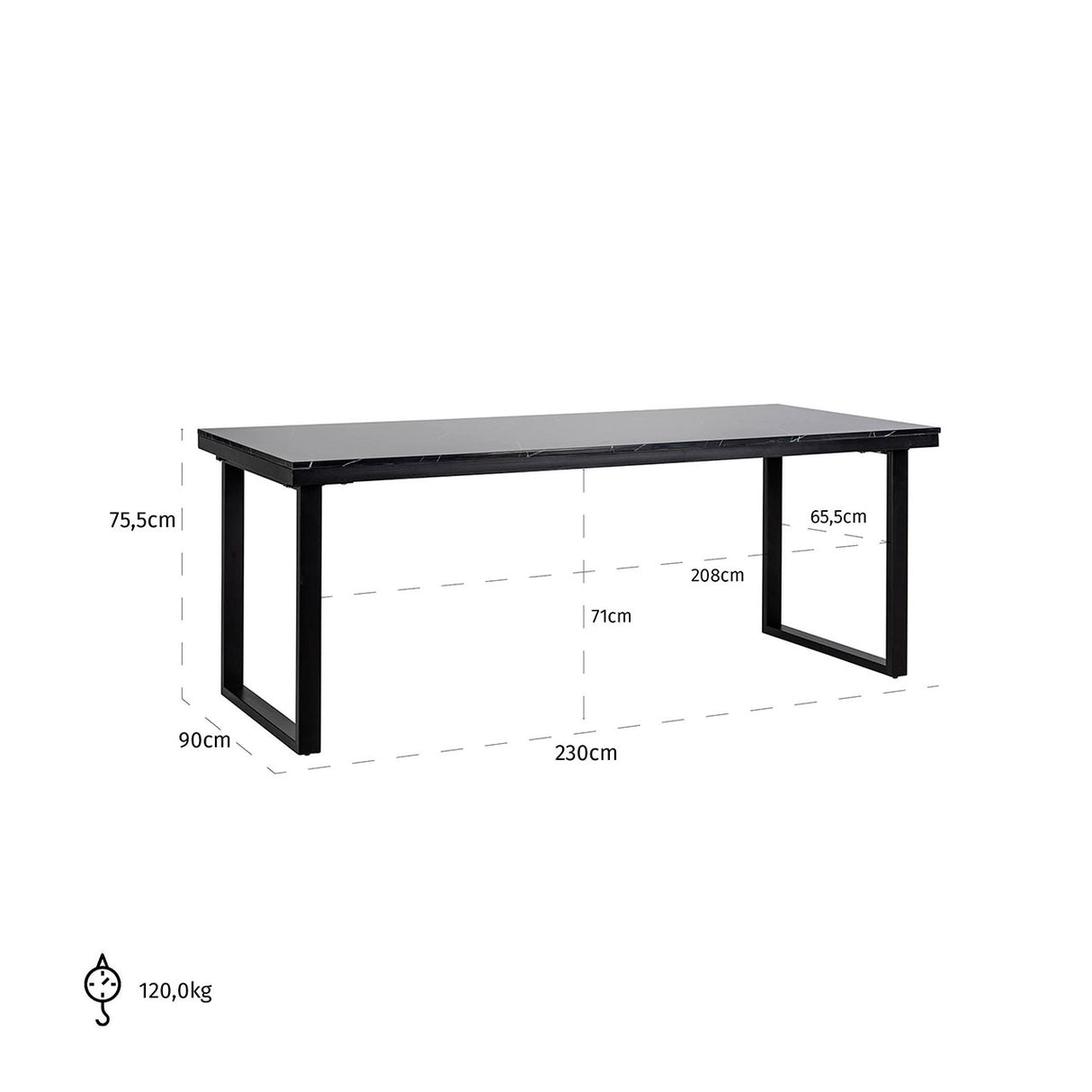 Eettafel Beaumont 230 (Black) van Richmond Interiors – Luxe comfort op maat van PureWonen. Vraag naar de beste prijs.