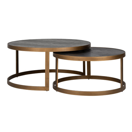 Salontafel Blackbone brass set van 2  (Black rustic) van Richmond Interiors – Luxe comfort op maat van PureWonen. Vraag naar de beste prijs.