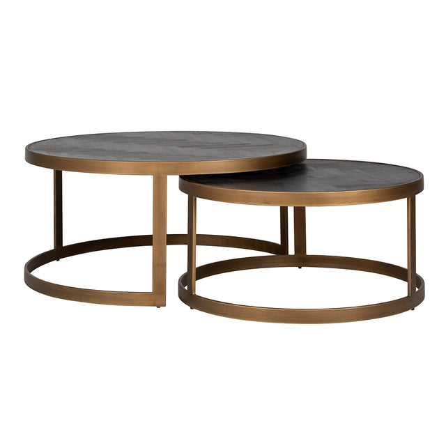 Salontafel Blackbone brass set van 2  (Black rustic) van Richmond Interiors – Luxe comfort op maat van PureWonen. Vraag naar de beste prijs.