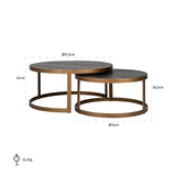 Salontafel Blackbone brass set van 2  (Black rustic) van Richmond Interiors – Luxe comfort op maat van PureWonen. Vraag naar de beste prijs.