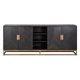 Dressoir Blackbone brass 4-deuren + open vak (Black rustic) van Richmond Interiors – Luxe comfort op maat van PureWonen. Vraag naar de beste prijs.