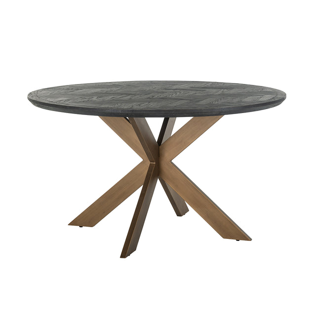Eettafel Blackbone brass 140Ø (Black rustic) van Richmond Interiors – Luxe comfort op maat van PureWonen. Vraag naar de beste prijs.