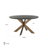 Eettafel Blackbone brass 140Ø (Black rustic) van Richmond Interiors – Luxe comfort op maat van PureWonen. Vraag naar de beste prijs.