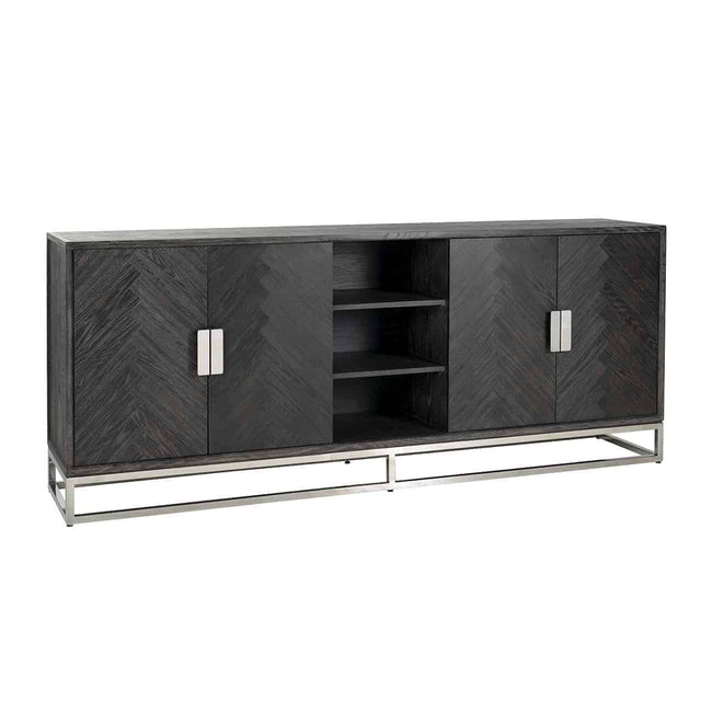 Dressoir Blackbone silver 4-deuren + open vak (Black rustic) van Richmond Interiors – Luxe comfort op maat van PureWonen. Vraag naar de beste prijs.