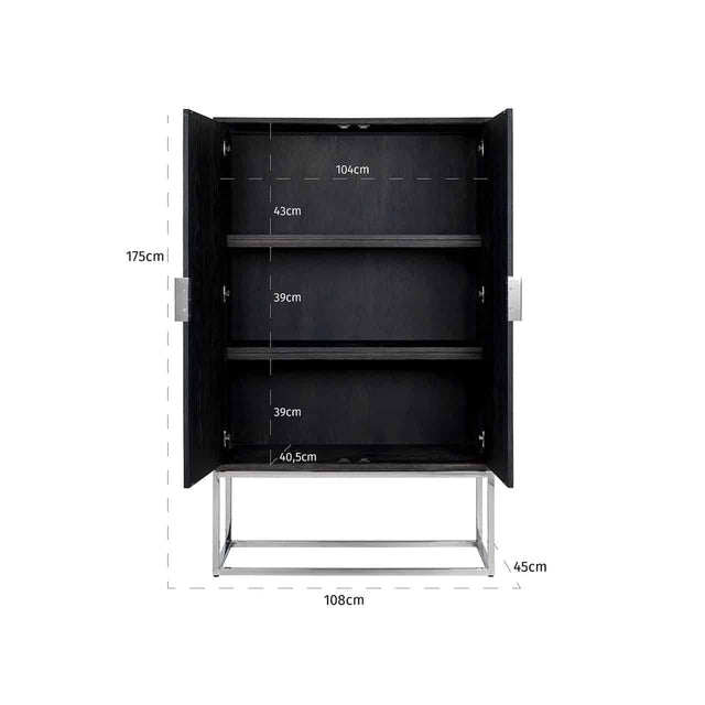 Wandkast Blackbone silver 2-deuren laag (Black rustic) van Richmond Interiors – Luxe comfort op maat van PureWonen. Vraag naar de beste prijs.