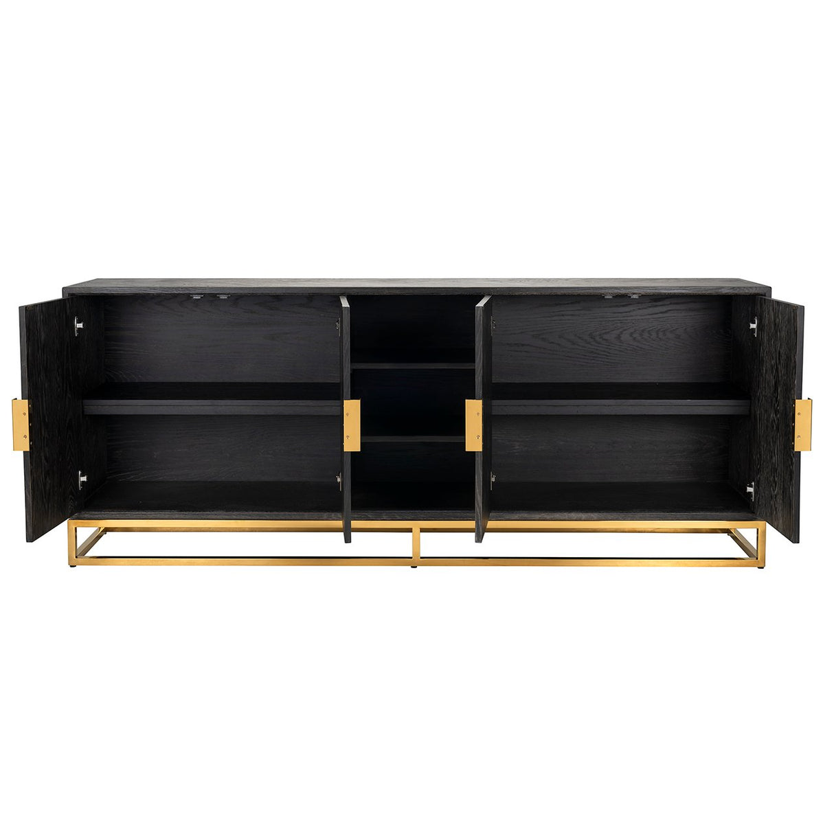 Dressoir Blackbone gold 4-deuren + open vak (Black rustic) van Richmond Interiors – Luxe comfort op maat van PureWonen. Vraag naar de beste prijs.