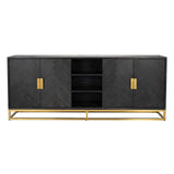 Dressoir Blackbone gold 4-deuren + open vak (Black rustic) van Richmond Interiors – Luxe comfort op maat van PureWonen. Vraag naar de beste prijs.