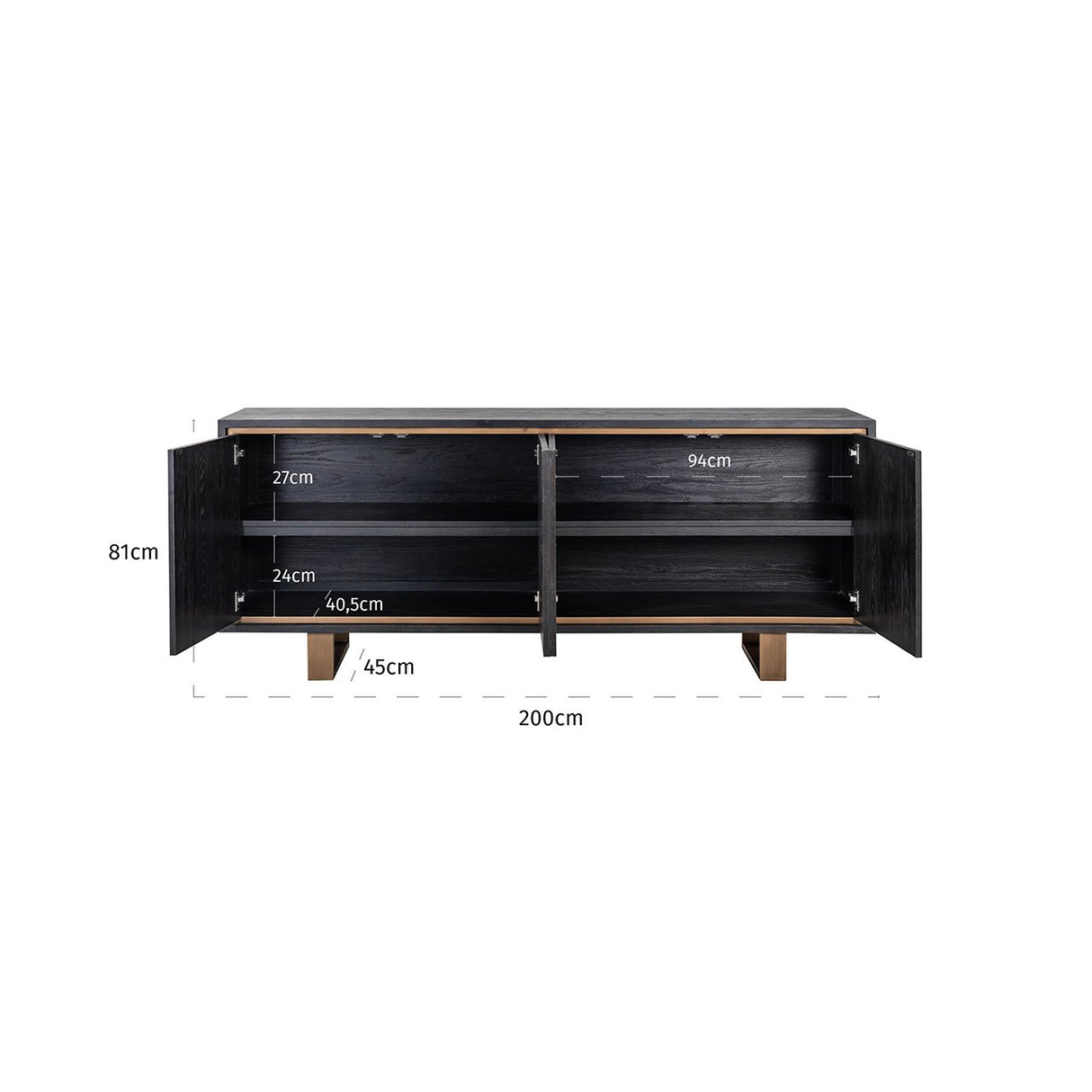 Dressoir Hunter 4-deuren (Black rustic) van Richmond Interiors – Luxe comfort op maat van PureWonen. Vraag naar de beste prijs.