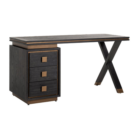 Bureau Hunter 3-laden  (Black rustic) van Richmond Interiors – Luxe comfort op maat van PureWonen. Vraag naar de beste prijs.