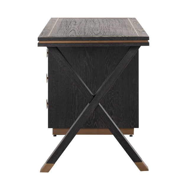 Bureau Hunter 3-laden  (Black rustic) van Richmond Interiors – Luxe comfort op maat van PureWonen. Vraag naar de beste prijs.