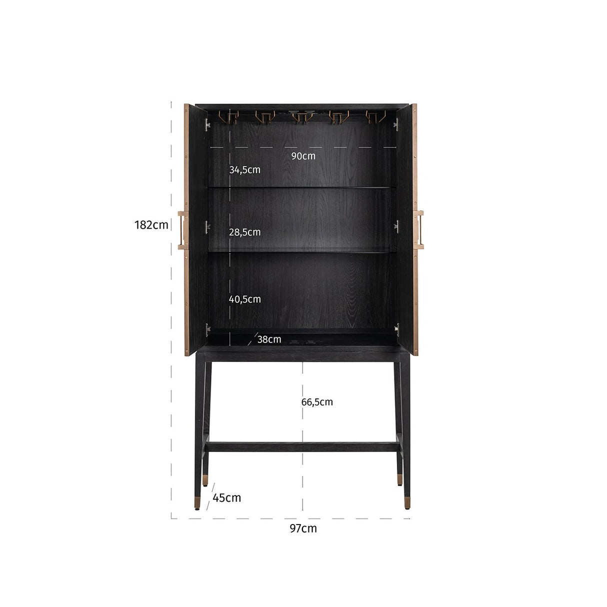 Barkast Bloomville 2-deuren (Gold) van Richmond Interiors – Luxe comfort op maat van PureWonen. Vraag naar de beste prijs.