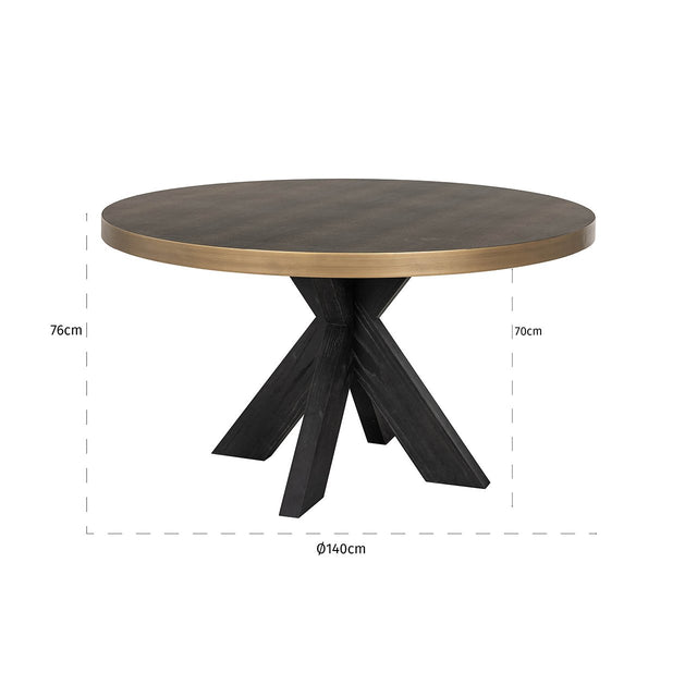 Eettafel Bloomville 140Ø (Black/gold) van Richmond Interiors – Luxe comfort op maat van PureWonen. Vraag naar de beste prijs.