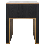 Nachtkastje Bloomville brass shagreen incl. glass top