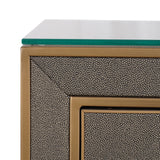 Nachtkastje Bloomville brass shagreen incl. glass top